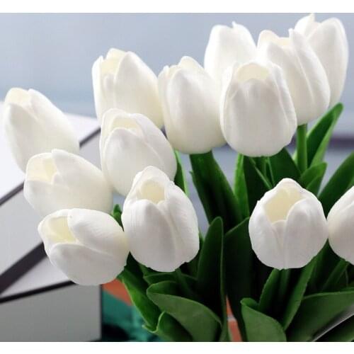 10PCS Tulip Artificial Flower Real Touch Artificial Bouquet Fake Flower for Wedding Decoration Flowers Home Garen Decor
