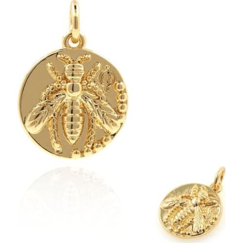 Exquisite Gold Embossed Insect Round Coin Necklace Exquisite Pendant Insect Pendant,Round Necklace Bracelet DIY Jewelry