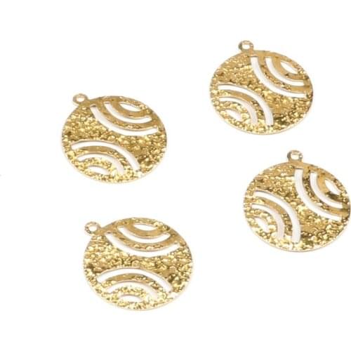 Hammered Brass Round Charms,Earring Findings,Textured Pendants,Geometric Shaped Raw Brass Connector with 1 Holes,RB1054