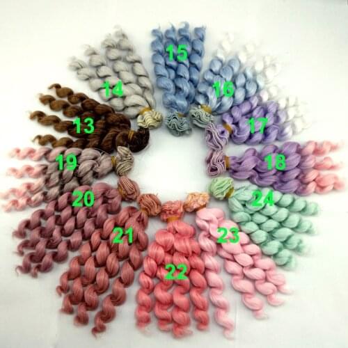 15cm brunette pink green purple grey blue brown color curled doll hair for 1/3 1/4 1/6 BJD SD diy doll wigs materials