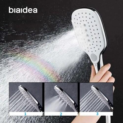 Punch-free Rain Shower Head Handheld Hose Base High Pressure Dush Bathroom Accessories Fountain with 3-speed Button Fixture Sets