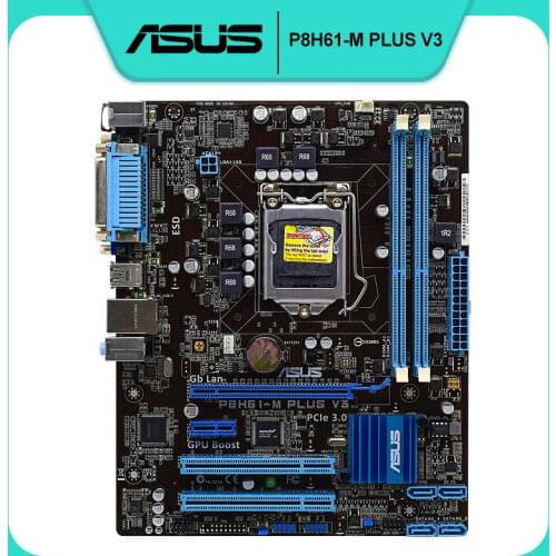For ASUS P8H61-M plus v3 Desktop motherboard Intel H61 DDR3 LGA 1155 SATA3 M-ATX used Motherboard