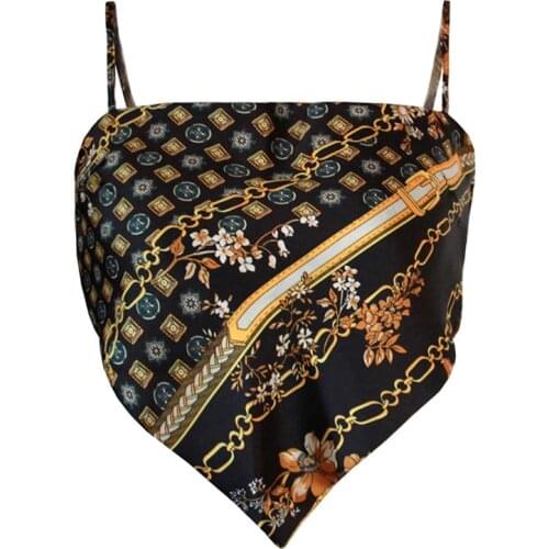 Modegal Womens French Style Hanky Hem Tie Back Ajustable Spaghetti Strap Satin Silk Camisole Bandana Crop Top