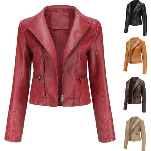 Fashion Slim Women Faux Leather Jacket Casual Biker Motorcycle Bomber Jackets Female Punk Streetwear Spring Autumn Coat jaqueta