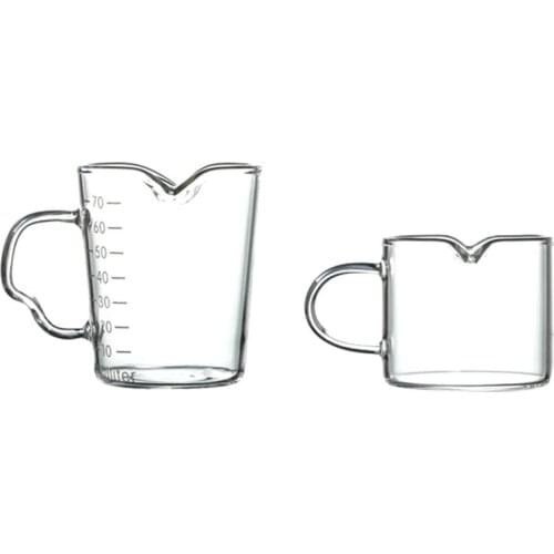 Set Of 2 Glass Milk Jug Twin Spout Pouring Coffee Cream Sauce Jug Barista Craft Coffee Latte Milk Frothing Jug Pitcher