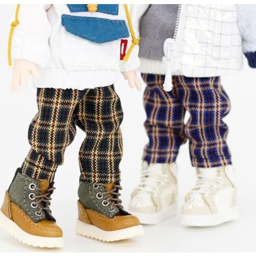 OB11 doll clothes are suitable for 1/12 size fashion joker plaid stripe pants green lattice yellow and other doll accessories