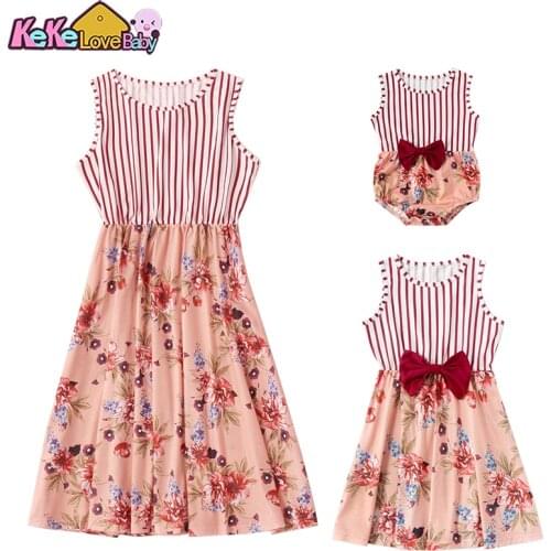 Family Matching Outfits Tank Mother Daughter Flower Dress Look Clothes For Mommy And Baby Girls Mom Children Kids Summer Dresses