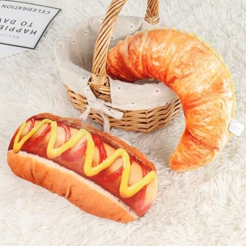 Dog Plush Toy Pet Decompression Interesting And Strong Bite Resistant Squeeze Vocal Toy Simulation Hot Dog Baguette Pet Toy