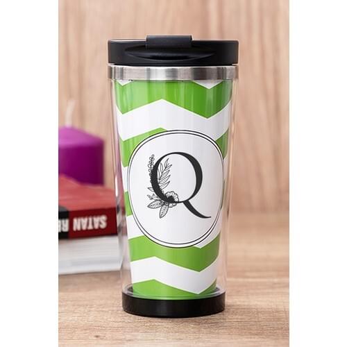 Gift Shop Q Letter Floral Green Thermos Cup