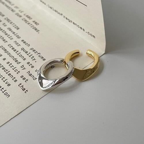 ONLY 1PC Authentic 925 Sterling silver gllossy Irregular Geometric Ear-Bone Cuff Clip Earrings (No pierced) C-C830