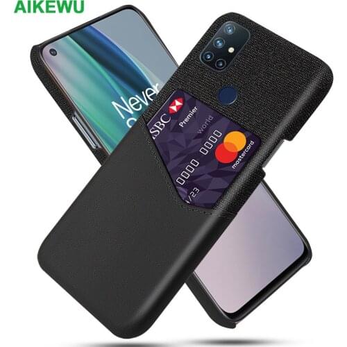 For OnePlus Nord N10 5G Shockproof Case for OnePlus Nord N100 Business Fabric + Luxury Leather Card Holder Fitted Cover