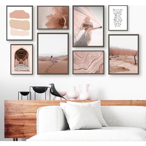Desert Girl Sand Texture Flower Mosque Wall Art Canvas Painting Nordic Posters And Prints Wall Pictures For Living Room Decor