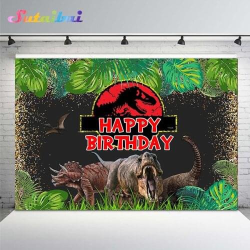 Safari Photography Backdrop Forest Jungle Dinosaur Party Children 1st Birthday Photo Prop Studio Jurassic Park Background Banner