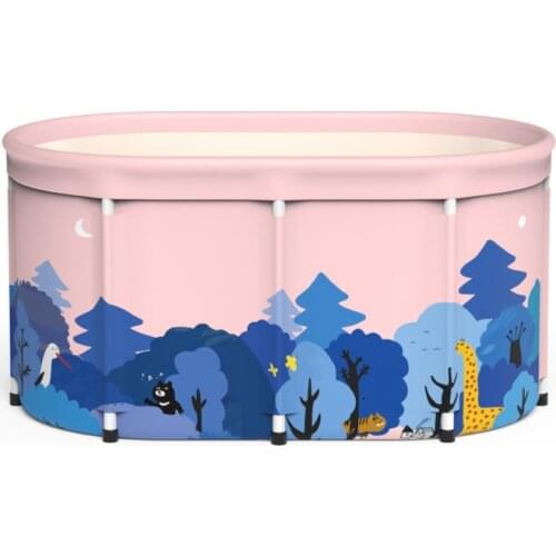 Folding Bathtub Adult Household Bath Barrel Double Foldable Bath Tub Portable Peach Skin SPA Bath tub With Lid Home Sauna