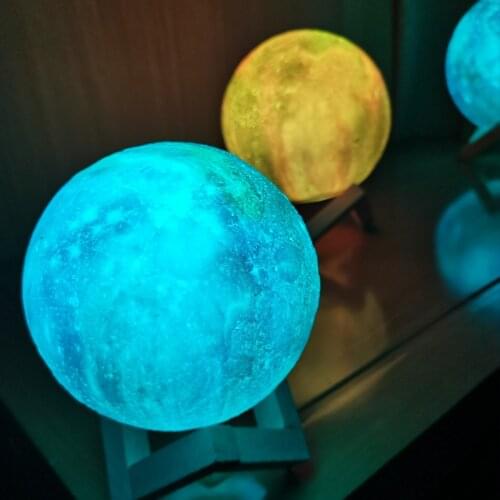 LED Night Light 3D Printing Moon Lamp 16 Color Change Rechargeable Touch Galaxy Moon Light Remote Control Galaxy Light as Gifts