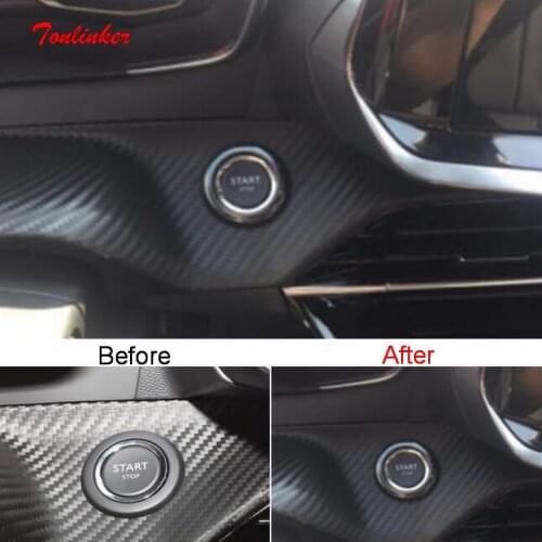 Tonlinker Interior Lgnition Key Button Ring Cover sticker For Peugeot 2008 2020 Car styling 1 PCS Stainless steel Cover Stickers