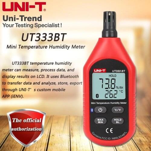 UNI-T UT333BT Mini Temperature Humidity Meter/Bluetooth Communication; Industrial/Home Temperature Humidity Meter, LCD Backlight