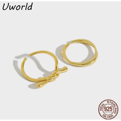 Unique Candy Shape Wavy Line Silver Ring Resizable 18K Gold Filled S925 sterling silver finger ring Student Friends Gift