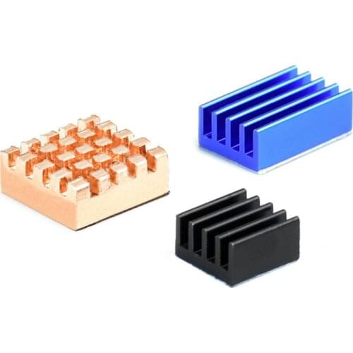 Waveshare Colorful Heat Sink Set Suitable for Raspberry Pi 4B/3B+, 2x Aluminum + 1x Copper, with Gum