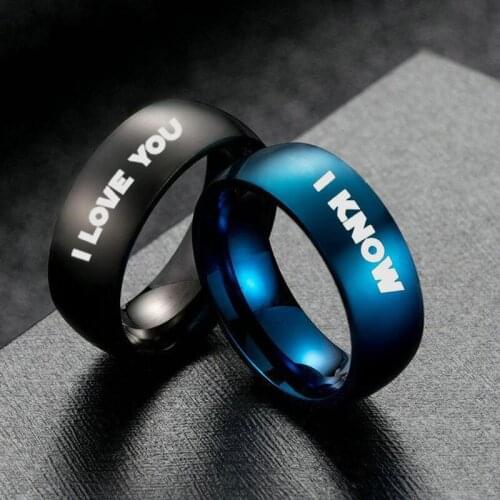 I Love You I Know Couples' Promise of Love Ring Titanium Steel Rings Jewelry Accessories for Men and Women Valentines Day Gifts