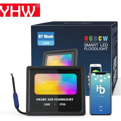 YHW Led Flood Light 100W Equivalent, Outdoor Color Changing Led Stage Landscape Lighting RGB Bluetooth Smart Floodlights IP66