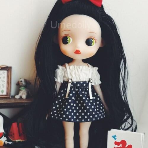 1PCS Lovely Off Shoulder Tops Polka Overall Skirt for Azone, Blyth, Licca, OB11, Holala Doll Clothes Suspender Dress Accessories