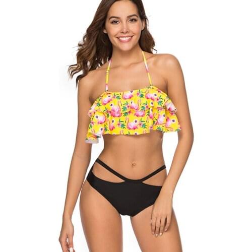 2019 Sexy Bikinis Women Swimsuit High Waist Bathing Suit Floral P Swimwear Push Up Bikini Set Vintage Beach Wear Biquini