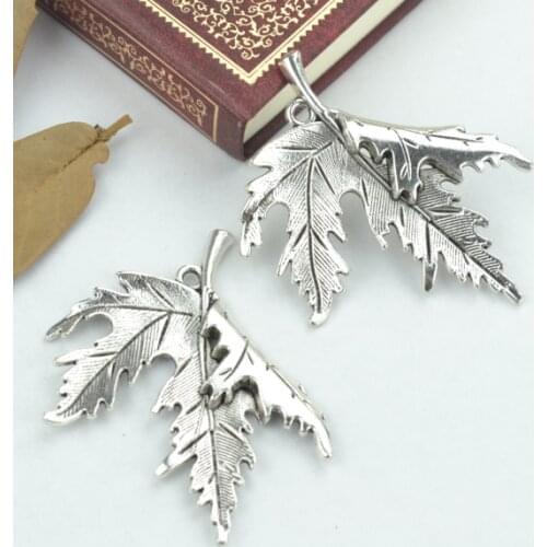 4pcs alloy Tibetan Silver Plated tree leaf Charms Pendants for Jewelry Making DIY Handmade Craft 55*47mm 2187