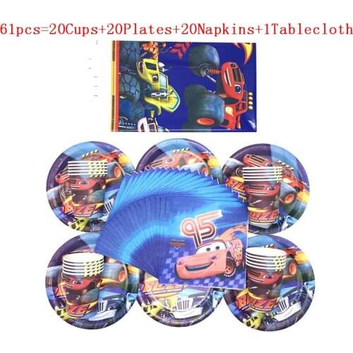 41pcs/61pcs Blaze and the Monster Machines Birthday Party Sets Decorations Paper Cup Plate Kids Boy Children Day Party Supplies