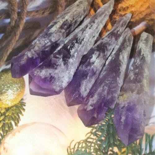 Amethyst quartz crystal wand point tower 100% Natural amethyst Stone and crystal home decor Holiday gift 5pcs