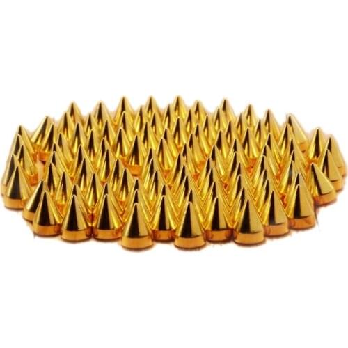 9.5mm 100pcs Screw back Gold Cone Spikes Studs Leather craft DIY Punk Spots Bullet