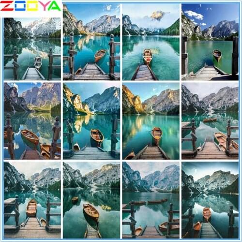 Diamond Embroidery Landscape Cross Stitch 5D Diamond Painting Mountain Rhinestone Art Ship Scenery Mosaic Kits Home Decor Lx946