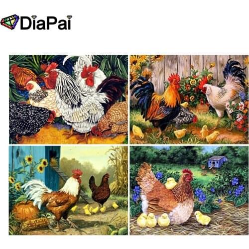 DIAPAI 5D DIY Diamond Painting 100% Full Square/Round Drill "Animal chicken family" 3D Embroidery Cross Stitch Home Decor