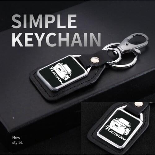 Car metal leather keychain key mirror custom engraved for Hyundai Tucson nx4 2015 2016 2017 2018 2019 2020 2021 Accessories