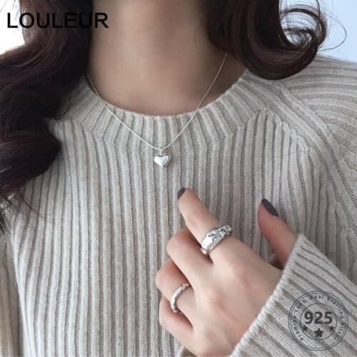 Louleur 925 Sterling Silver Heart Pendant Necklace High Quality Snake Chain Gold Necklace for Women Elegant Fine Jewelry Charm