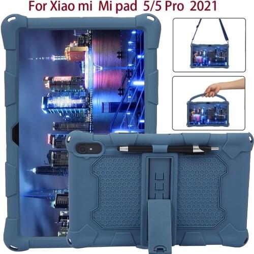 Case for 2021Xiaomi Mi Pad 5 Pro 11"Non-toxic,Adjustable Soft Silicone Kids Friendly Protective Cover with Shoulder Strap-Handle