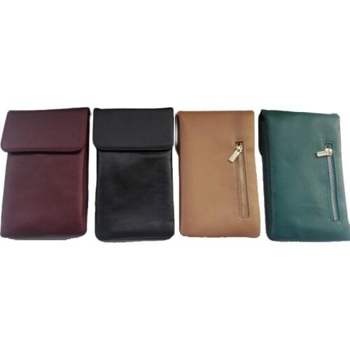 Cowhide genuine leather car key sensor jammer bag Card Anti-Scan Sleeve bag signal isolator jammer phone signal blocker bag