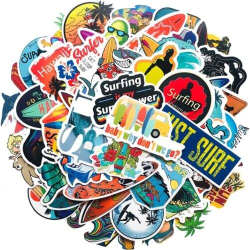 10/30/50PCS Summer Beach Surfing Landscape Diary Waterproof Graffiti Suitcase Skateboard Guitar Toy Decoration Sticker Wholesale