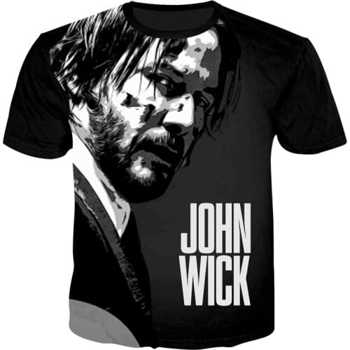 Cloudstyle 2021 Summer John Wick 3D Printed T-shirt Men Short Sleeves Tshirt Keanu Reeves Cool Movie T Shirt Male Streetwear 5XL