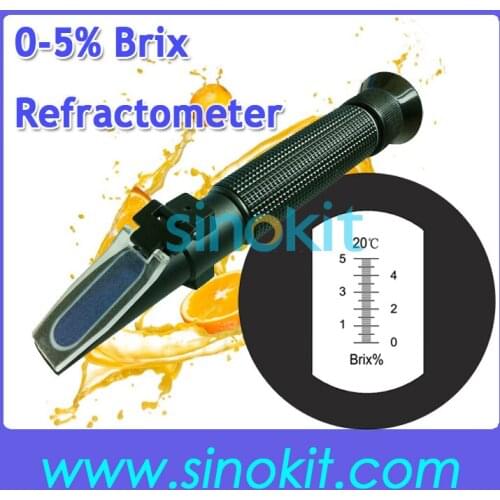 Cheap Portable Low Brix 0-5% Plastic Hand Refractometer P-RHB-5ATC Black Grip