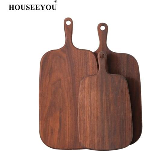 HOUSEEYOU Nature Wooden Chopping Blocks Kitchen Wood Food Plate Wooden Pizza Sushi Bread Whole Wood Tray Cutting Board No Paint
