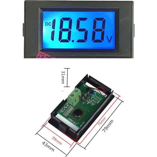 DYKB DC 16-70v LCD Digital Panel Volt Voltage Meter Voltmeter Monitor BLUE Display for 24v 36 48v 60V e-bike CAR battery