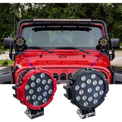 ECAHAYAKU 1pcs 7 inch 51W Car Round LED Work Light 12V High Power Spot Light For 4x4 Offroad Truck Tractor ATV SUV Driving light