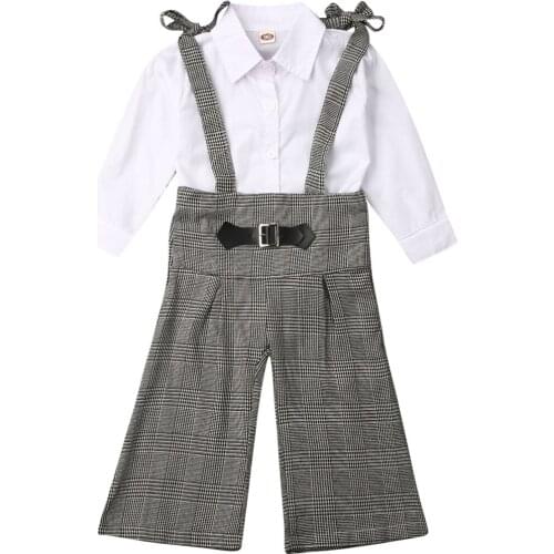 Boutique Kid Clothes Toddler Kid Baby Girls Tops T Shirt Plaids Long Pants 2pcs Outfit Clothes Set Girl Clothes