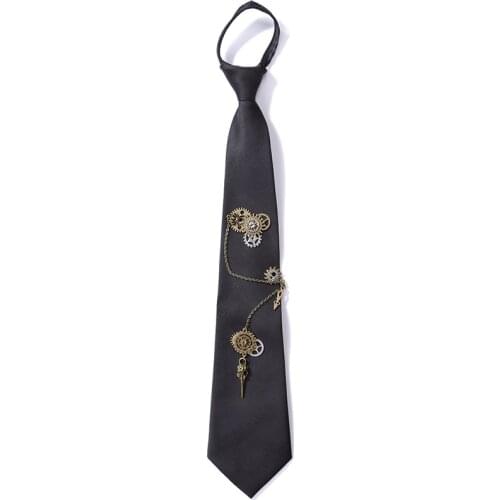 Tie Halloween Anime Accessories Punk Lolita Adult Zipper Tie Steampunk Gothic Gear Necktie Matching Set Cosplay Party