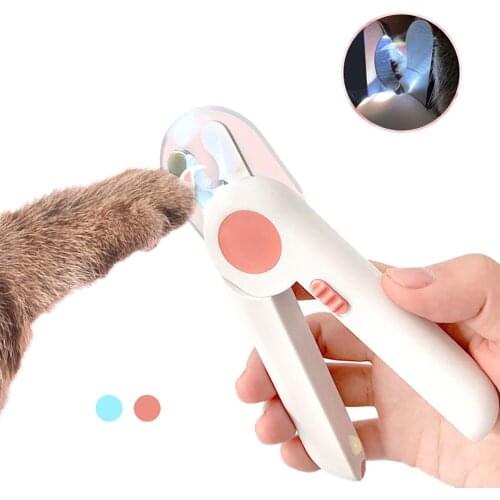 Pet Dog Cat Nail Clippers Grooming Scissors With LED Lamp And Free File Comfortable Handle Nail Trimmer Cutter For Cats and Dogs