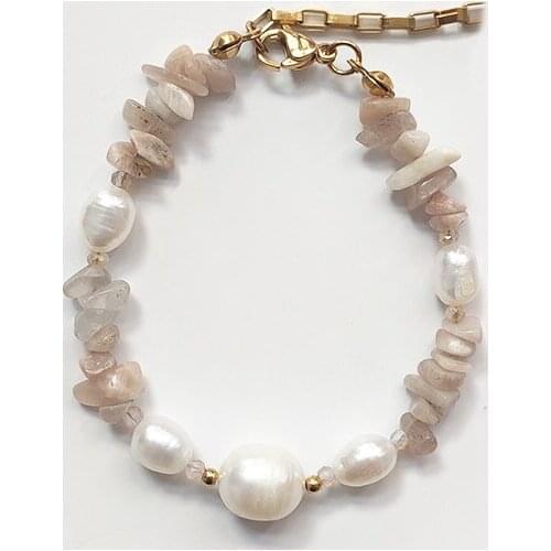 Fashion freshwater pearl beaded necklace Natural stone stitching design for women Exquisite arm accessories wedding gift jewelry