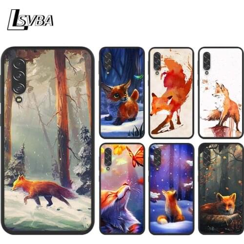 Cute cartoon animal fox For Samsung Galaxy A90 A80 A70 S A60 A50S A30 S A40 S A2 A20E A20 S A10S A10 E Black Soft Phone Case