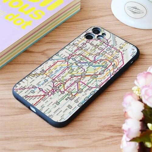 For iPhone Tokyo Subway Print Soft Matt Apple iPhone Case 6 7 8 11 12 Plus Pro X XR XS MAX SE