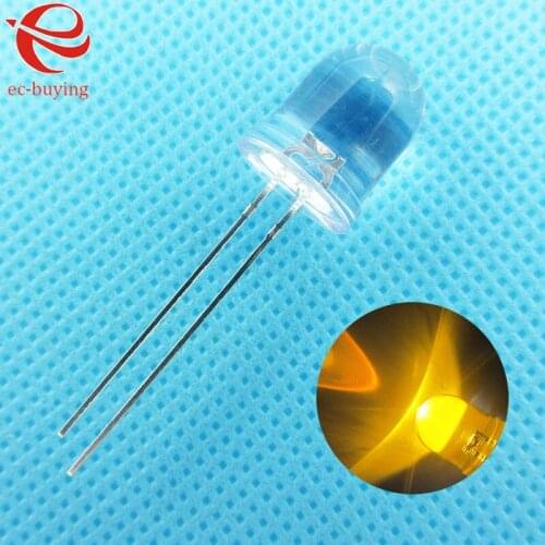 10mm Yellow LED Round Light Emitting Diode Transparent Ultra Bright Lamp Bead Plug-in DIY Kit Wide Angle 10 mm 10 pcs/lot